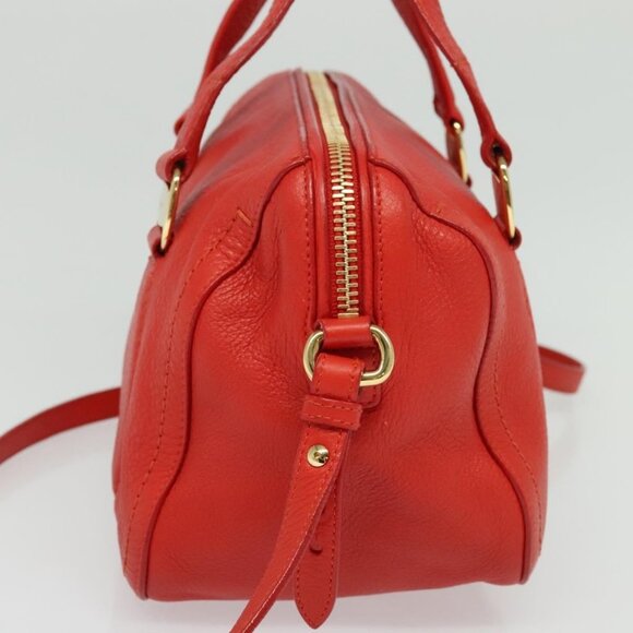 Salvatore Ferragamo Vala Hand Bag Leather 2way Red Gold Auth - Picture 5 of 16